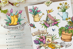 Gardening Stuff Illustrations Set