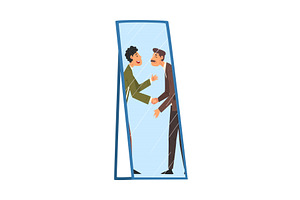 Reflection of Meeting of Two, a Person Illustration by TopVectors