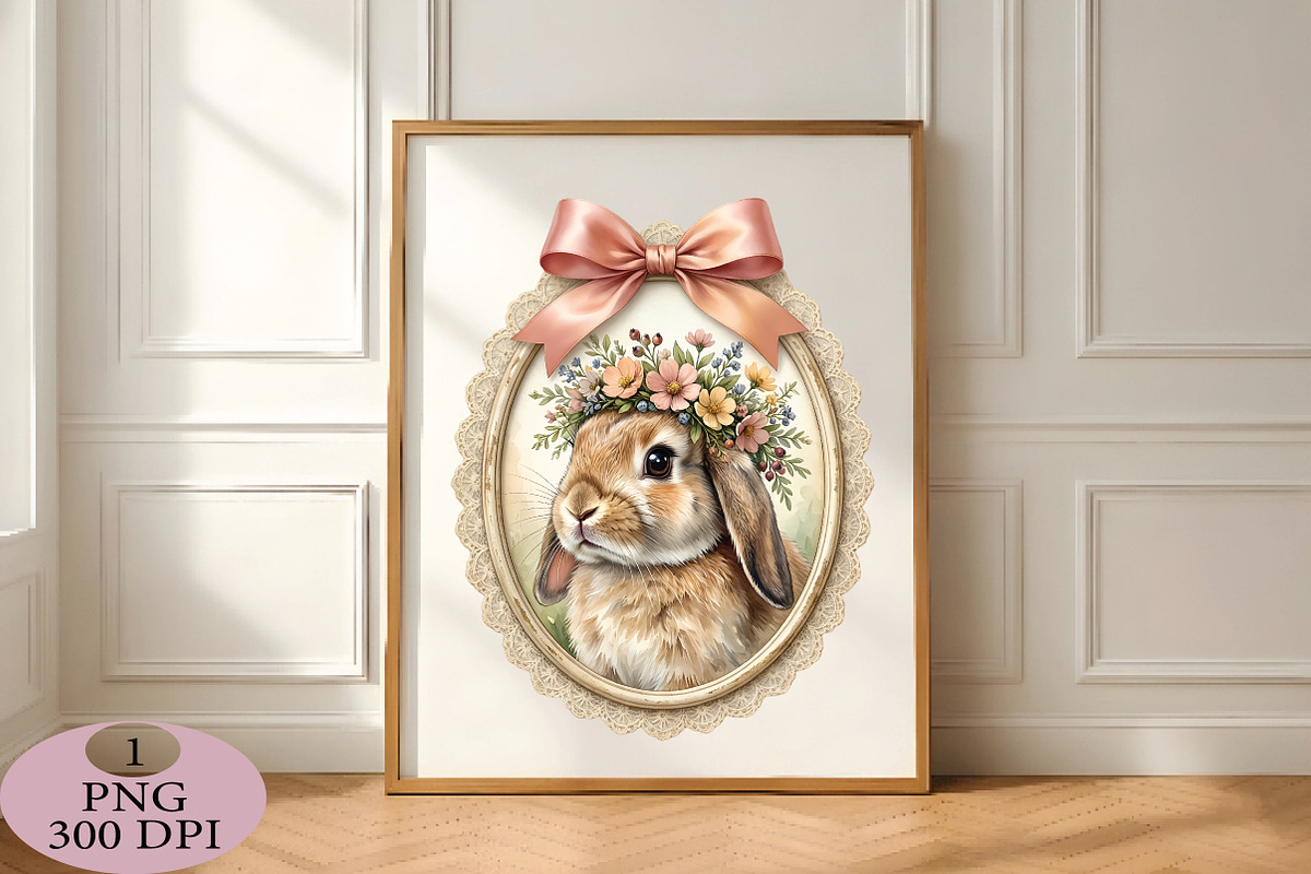 Cute Bunny Mom Floral Crown PNG, an Illustration by Daily.Designs (Photo 5 of 5)