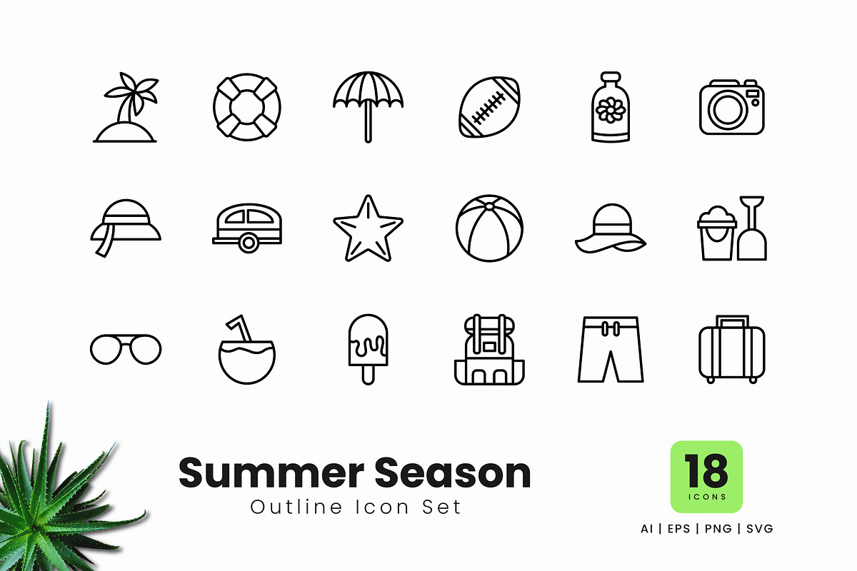 Summer Season Outline Icons, an Outline Icon by Zeer Graphic (Photo 2 of 2)