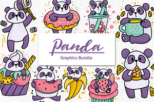 Kawaii Panda Graphics Bundle