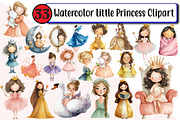 Watercolor Little Princess Clipart, an Illustration by Design Market (Thumbnail 1 of 3)