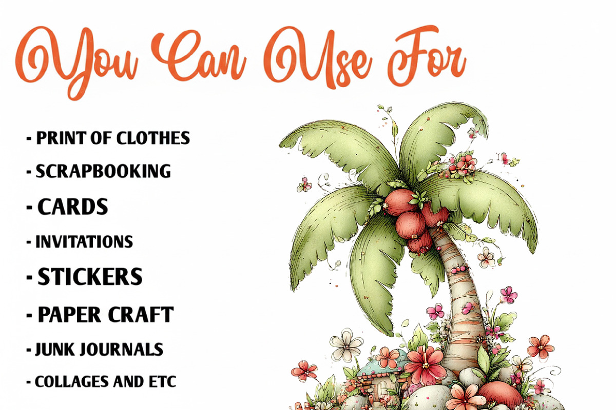 Whimsical Summer Palm Tree Clipart, an Illustration by CreationArt (Photo 7 of 10)