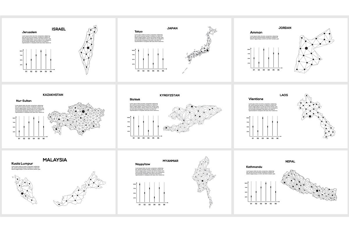 Maps line Presentation Template preview 8