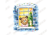 Cute Bear Christmas Clipart Set, an Animal Illustration by SimpleWishesArt (Thumbnail 5 of 7)