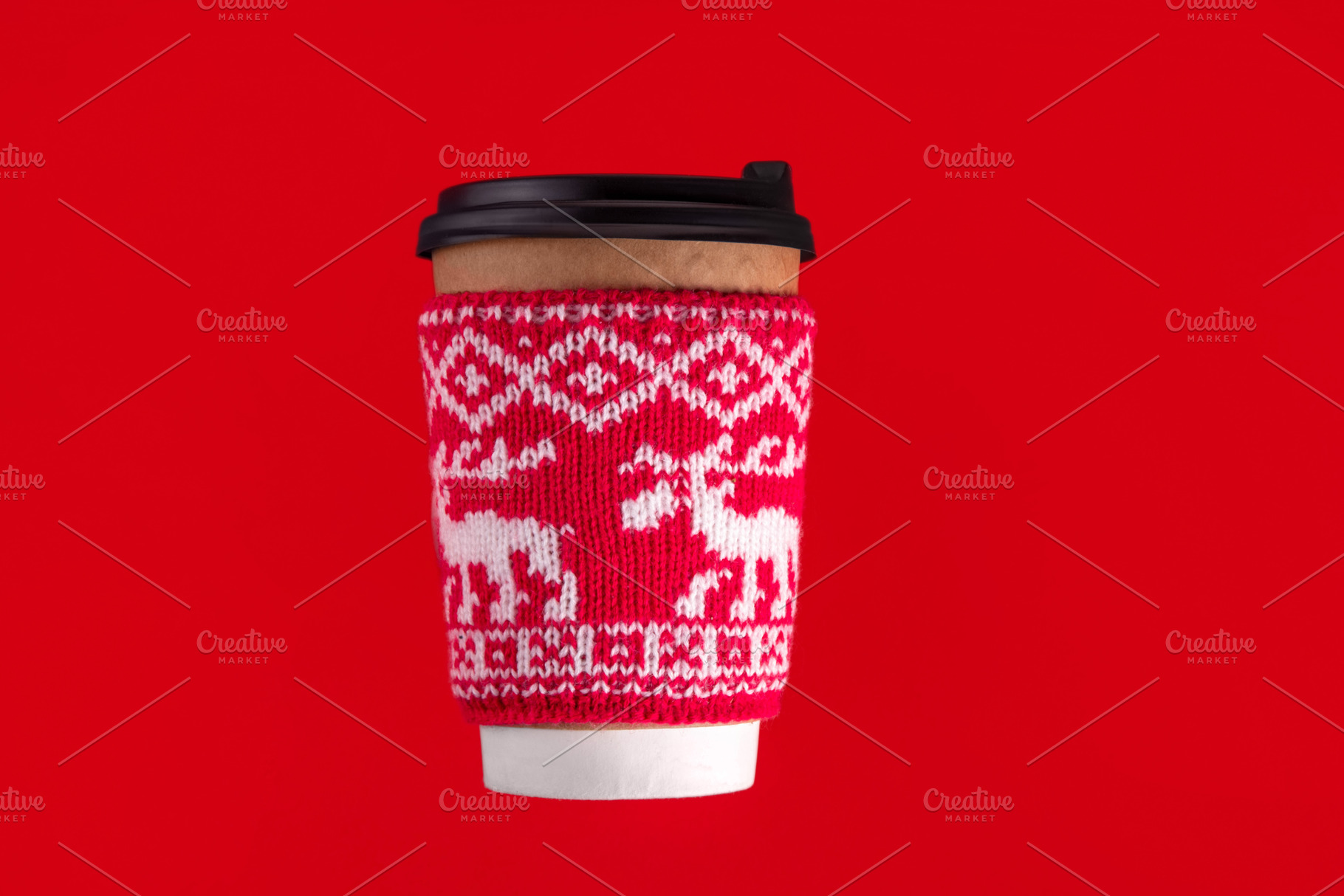 Take out coffee cup in winter decorative sweater decor, a Holiday Photo by Rimma
