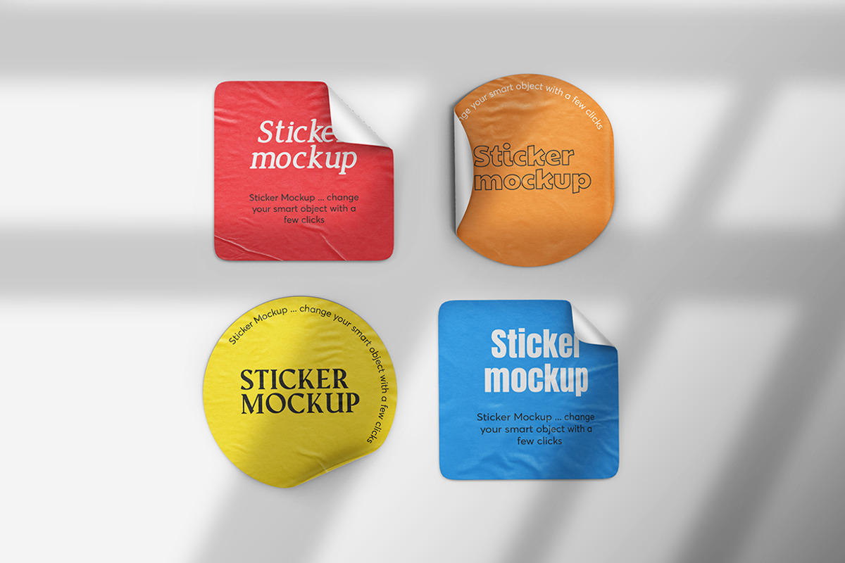 Square Stickers Mockup, a Print Template by PrexTheme