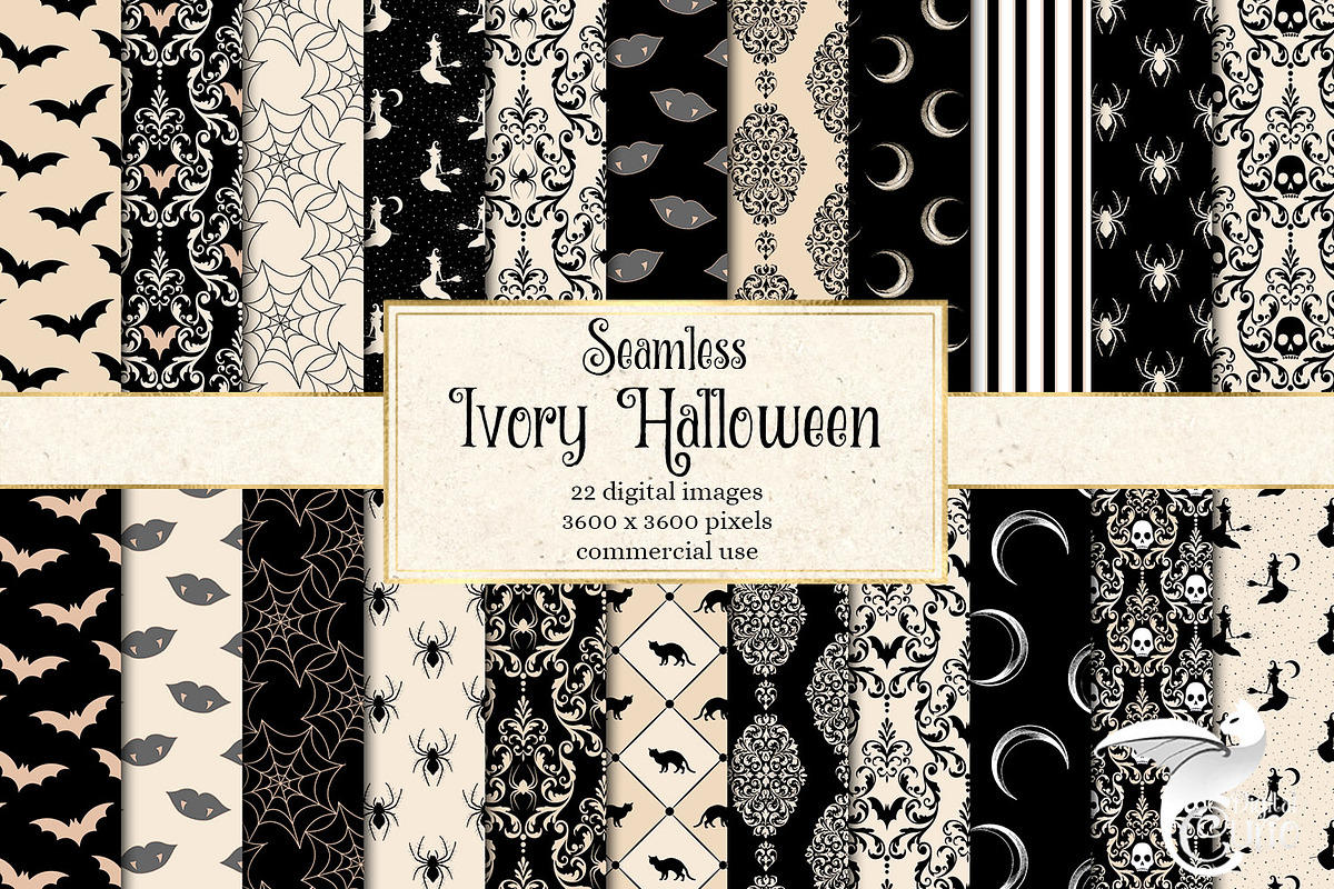 Ivory Halloween Digital Paper, a Pattern Graphic by Digital Curio (Photo 1 of 4)