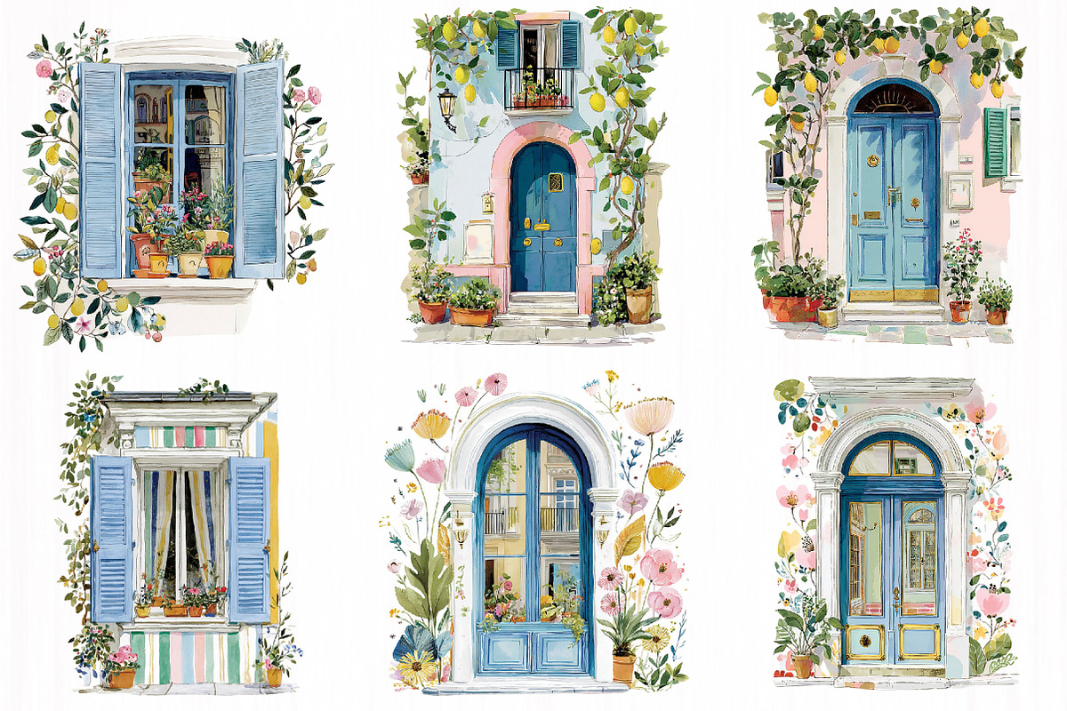 Mediterranean Window Door Clipart, an Object Illustration by DreamCafeArt (Photo 2 of 7)