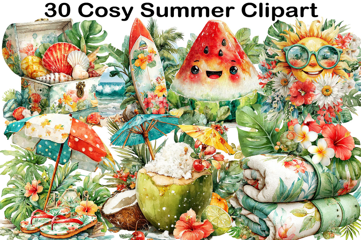 Cosy Summer Clipart Bundle, an Illustration by Black Bird Studio (Photo 1 of 5)