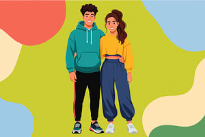 couple embracing wearing casual spor, a Person Photo by angellodeco