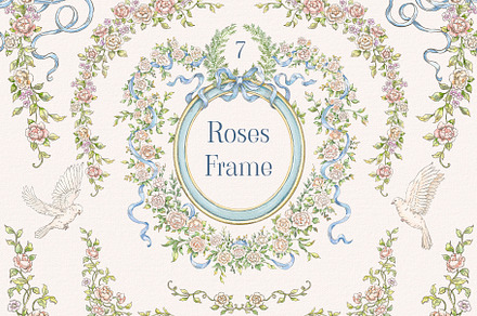 Roses Frame Watercolor PNG clipart, a Decorative Illustration by Ekaproeka