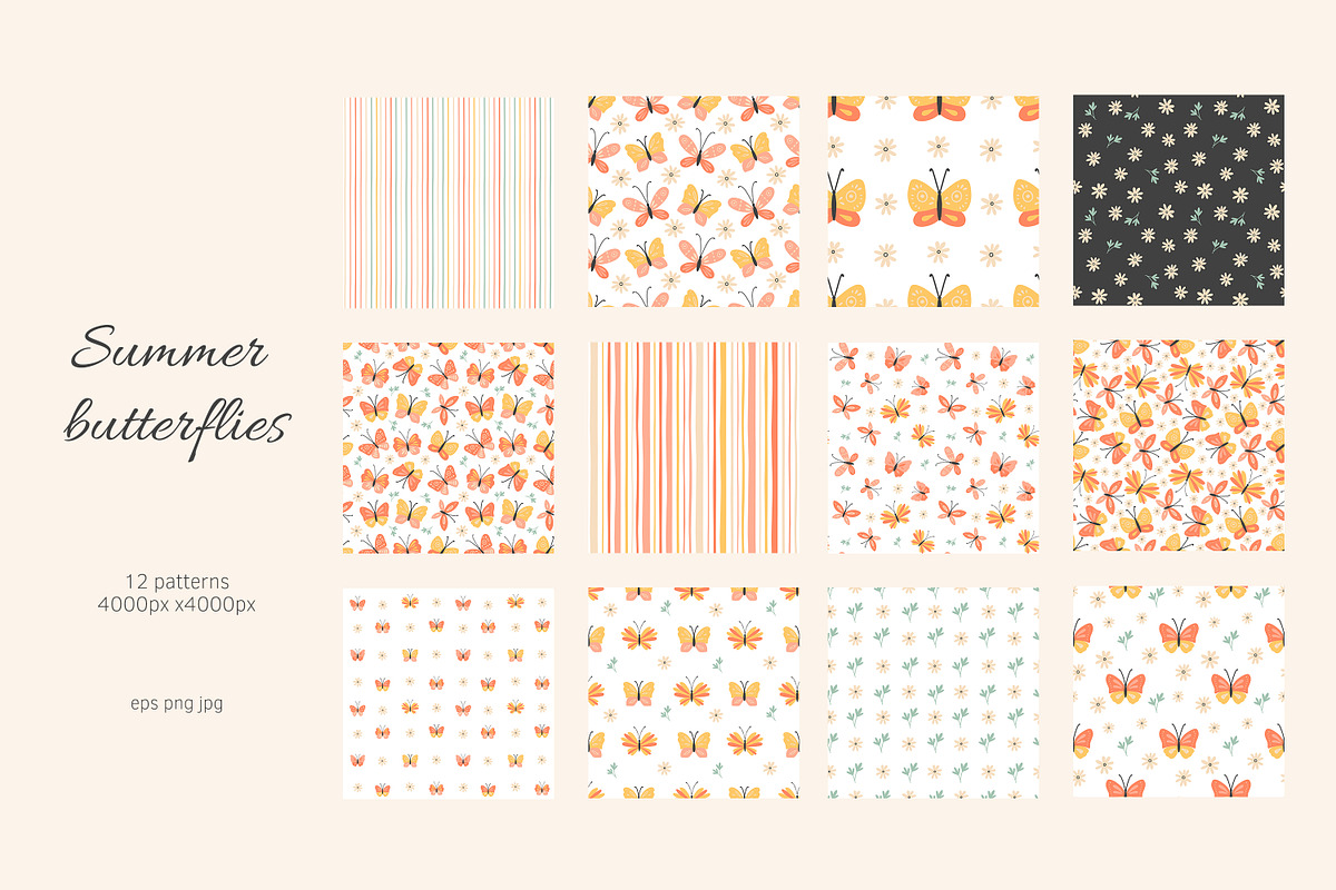 Summer butterflies patterns, a Pattern Graphic by Naty Art (Photo 7 of 7)