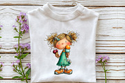 Whimsical Cherry Girl PNG Clipart, an Illustration by OK Design (Thumbnail 5 of 6)