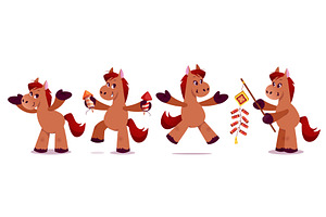 Cute cartoon horse character for, an Object Illustration by art PVP - market