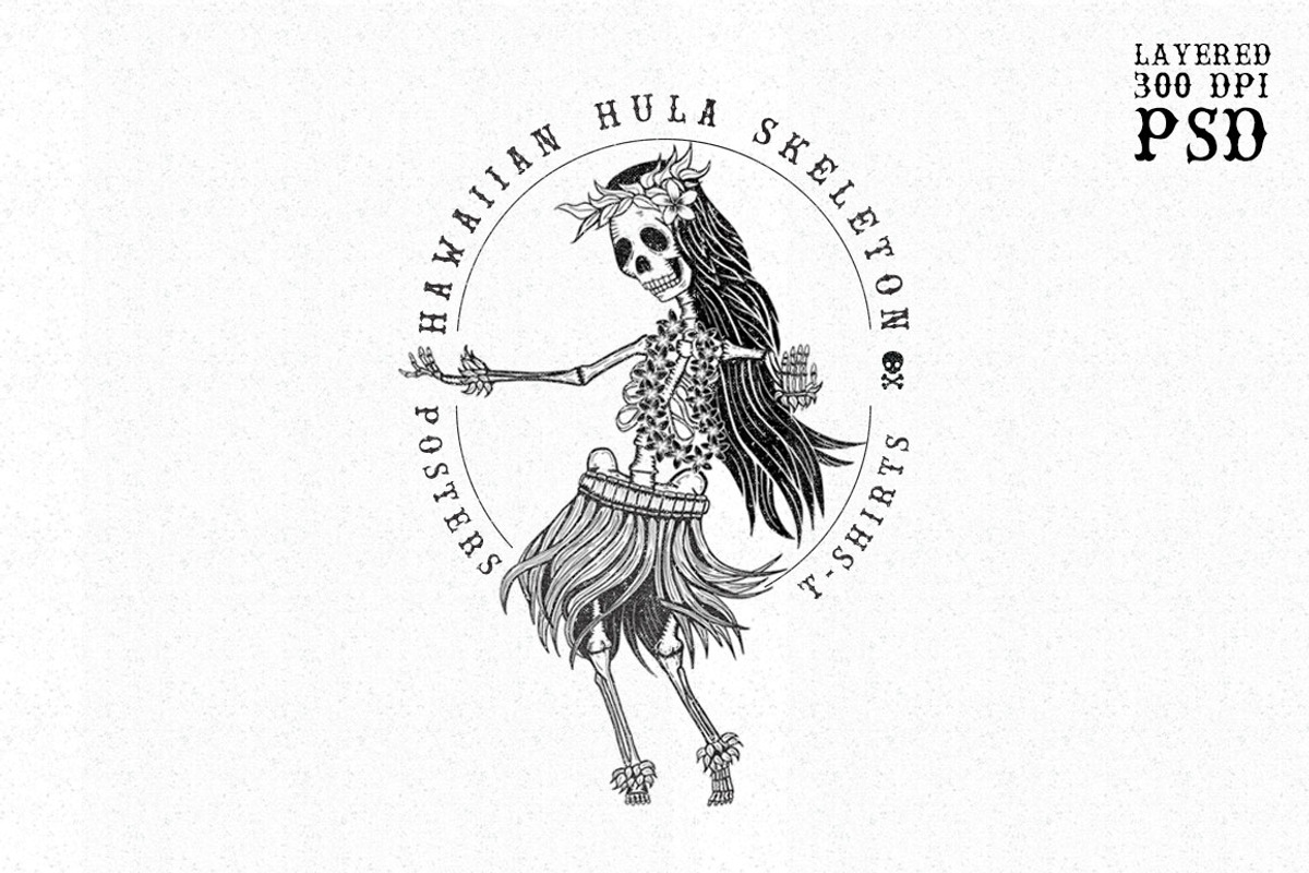 Hula Skeleton Halloween Dancer, an Illustration by creativebythesea (Photo 1 of 3)