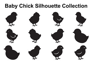 Fluffy Chick Silhouette Set