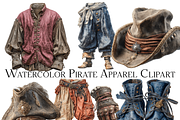 Watercolor Pirate Apparel Clipart, an Object Graphic by ArtisticTimberStudio (Thumbnail 2 of 2)