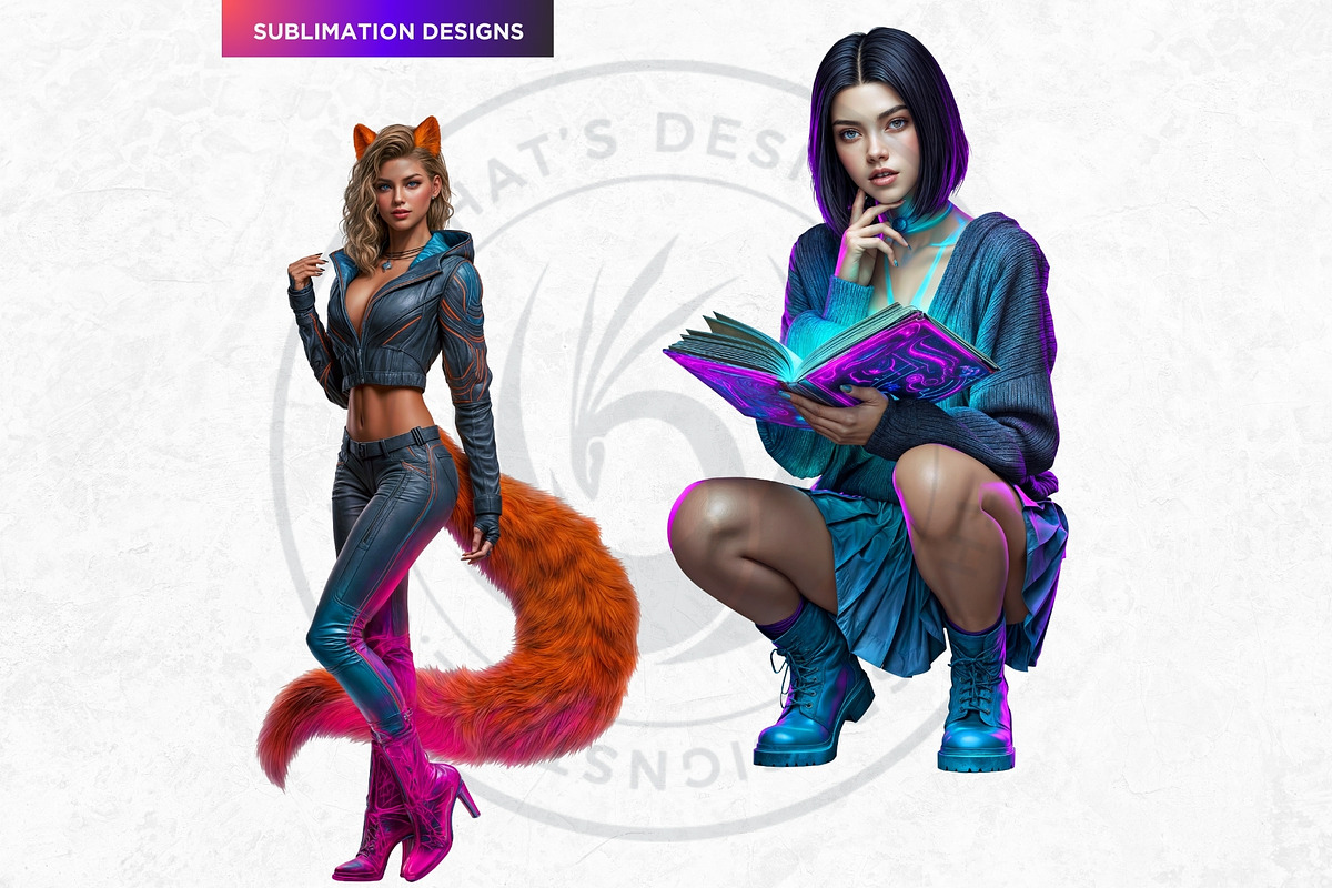 Urban Neon Witches Cliparts, a Person Illustration by ThatsDesignArt (Photo 7 of 12)