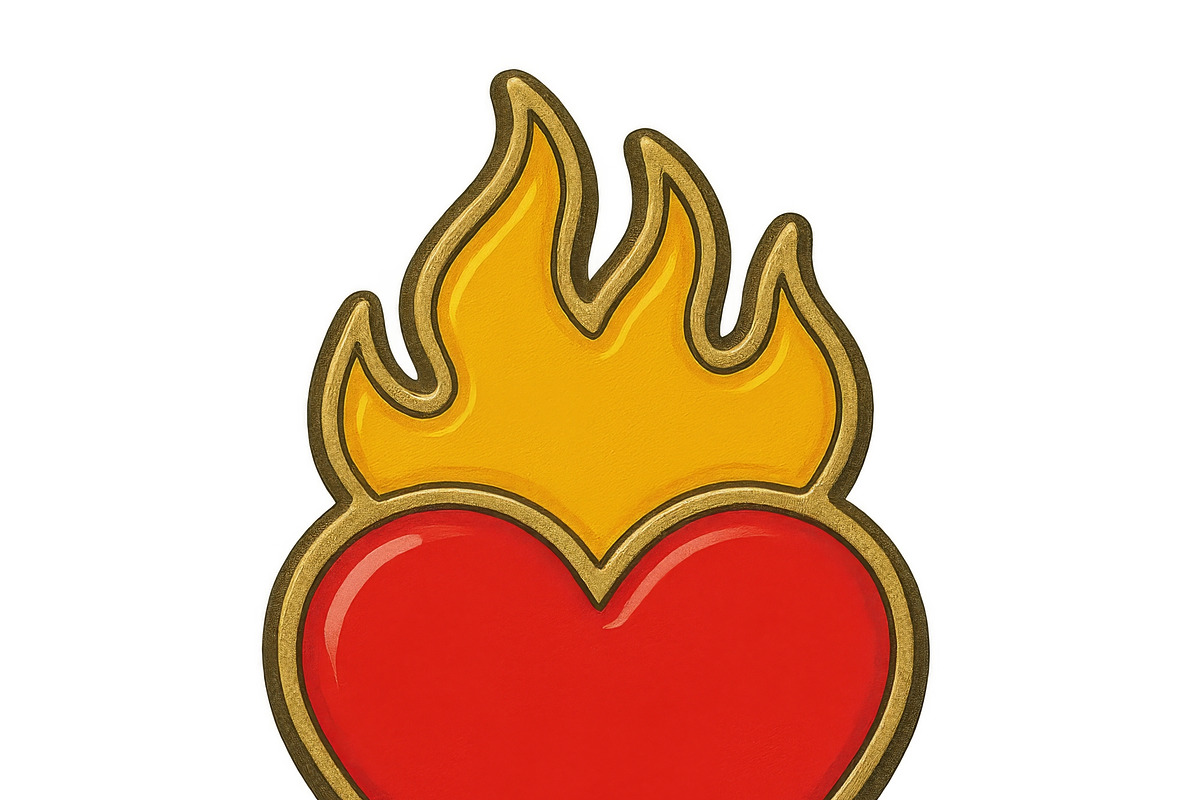 Heart with flames symbolizes passion, an Illustration by Dvoevnore photos