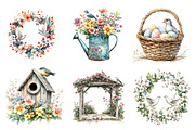 Spring Doves Garden Clipart, an Illustration by CreationArt (Thumbnail 4 of 5)
