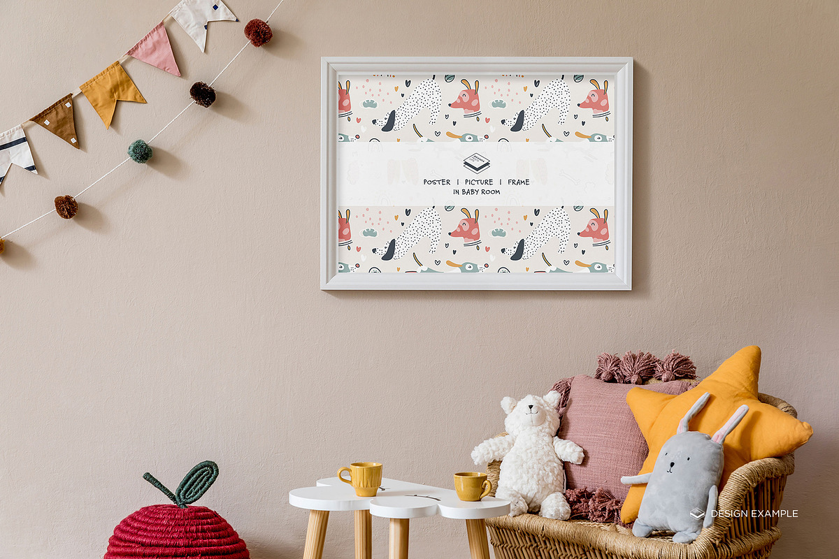 Landscape Frame in Baby Room Mock-up, a Print Template by Branda Keeps (Photo 15 of 30)