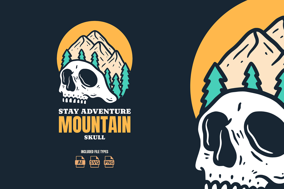 Mountain Skull Retro illustration, an Object Illustration by Decoconio Design (Photo 1 of 3)