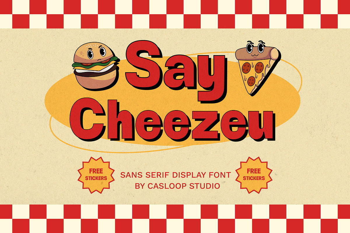 Say Cheezeu Display Sans, a Sans Serif Font by Casloop Studio (Photo 1 of 15)