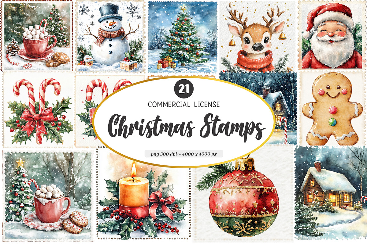 Christmas Stamp Clipart, a Transportation Illustration by SinaCreation (Photo 1 of 9)