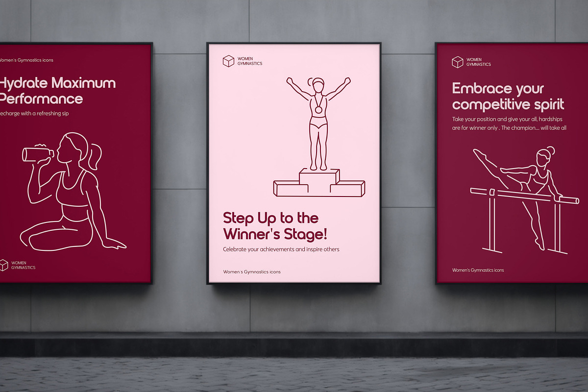 Women's Gymnastics Icons, an Outline Icon by Prosymbols (Photo 3 of 6)