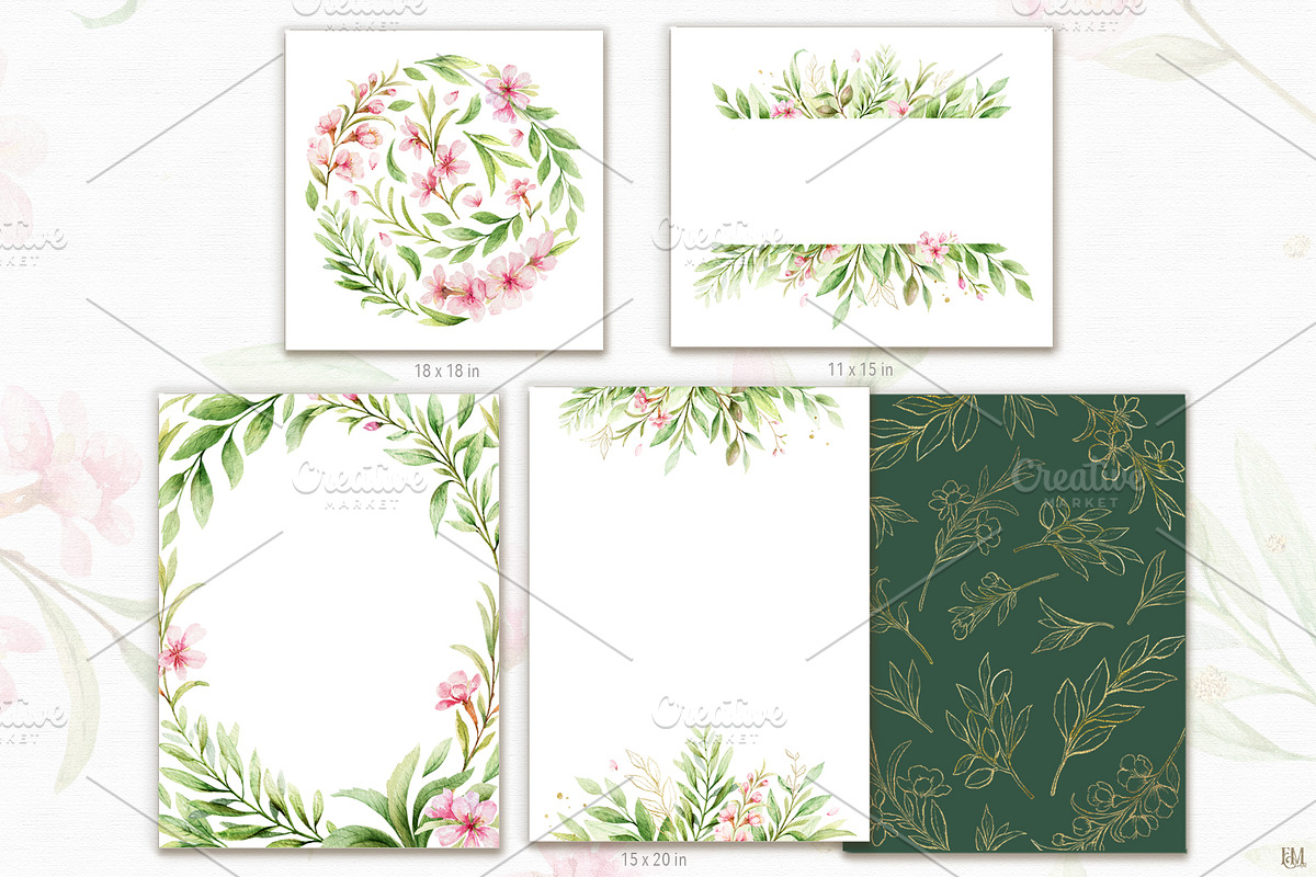 Watercolor Flowers Of Almond., a Decorative Illustration by Elena Medvedeva