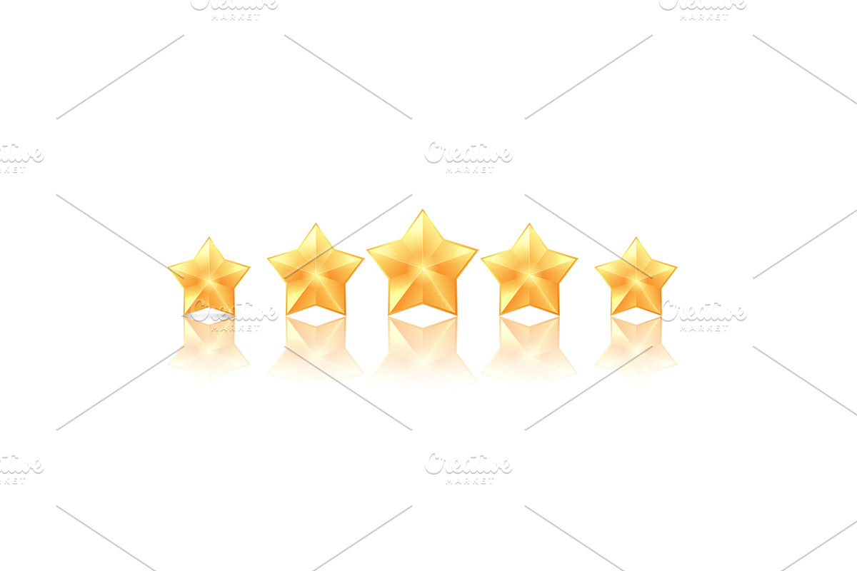 Five golden stars with reflection, an Illustration by piter.goskov