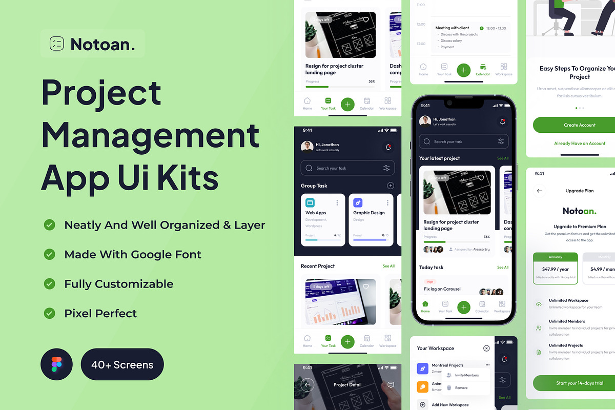 Notoan - Project Management App Ui, an App Template by Minialis (Photo 1 of 6)