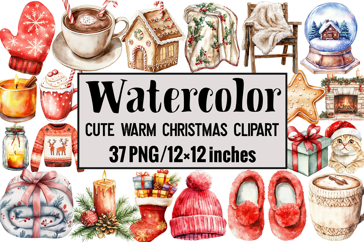 Cute Warm Christmas Clipart, an Illustration by Design Market (Photo 1 of 3)