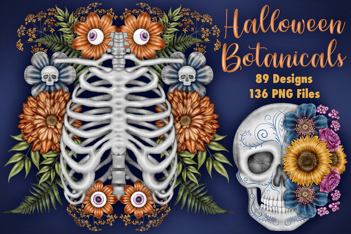 Halloween Botanicals Clipart set., a Seasonal Illustration by Happy Sloth Graphics (Photo 1 of 16)