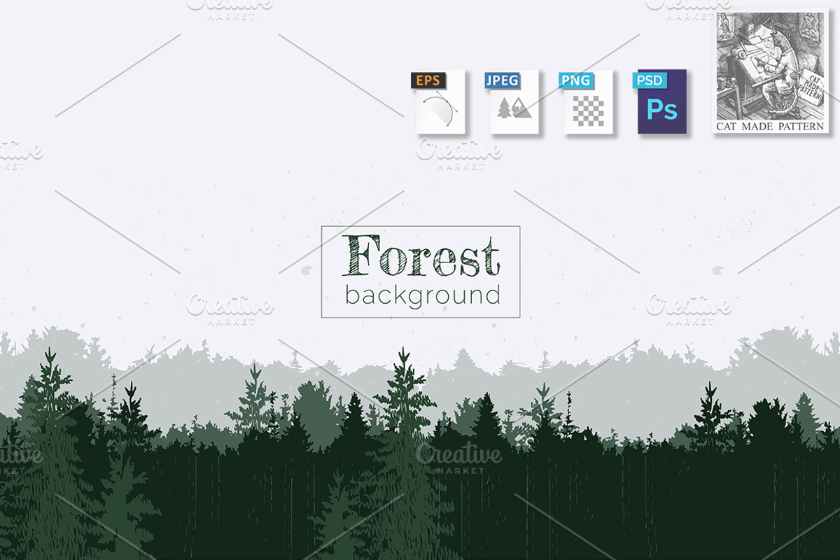 Forest panorama background, an Illustration by CatMadePattern