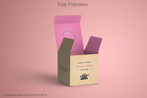 Kraft Paper Cube Box Package Mockup