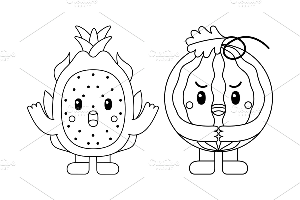 Kawaii Fruits Coloring Book vol 01, an Education Illustration by MEDZ (Photo 3 of 3)