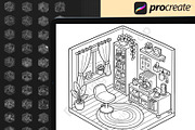 65 Procreate Isometric Stamps, a Brush Add-On by DrawingStoryShop (Thumbnail 3 of 6)