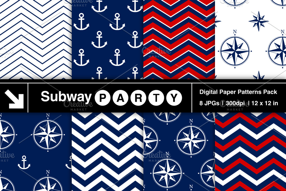 Nautical Navy & Red Papers