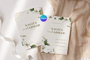 Floral Wedding Invitation Card Canva, an Invitation Template by kin9candra (Thumbnail 1 of 8)