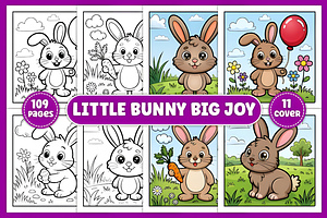 Little Bunny Big Joy Coloring Pages, an Animal Illustration by Coco Bloom