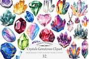 Watercolor Crystals Gemstones Clipar, an Illustration by Design Market (Thumbnail 1 of 4)