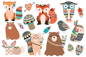 Woodland Tribal Animals Vector & PNG