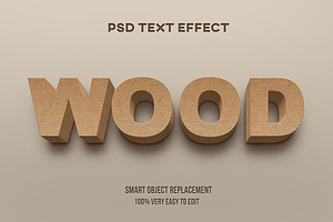 Wood 3D Text Effect Psd