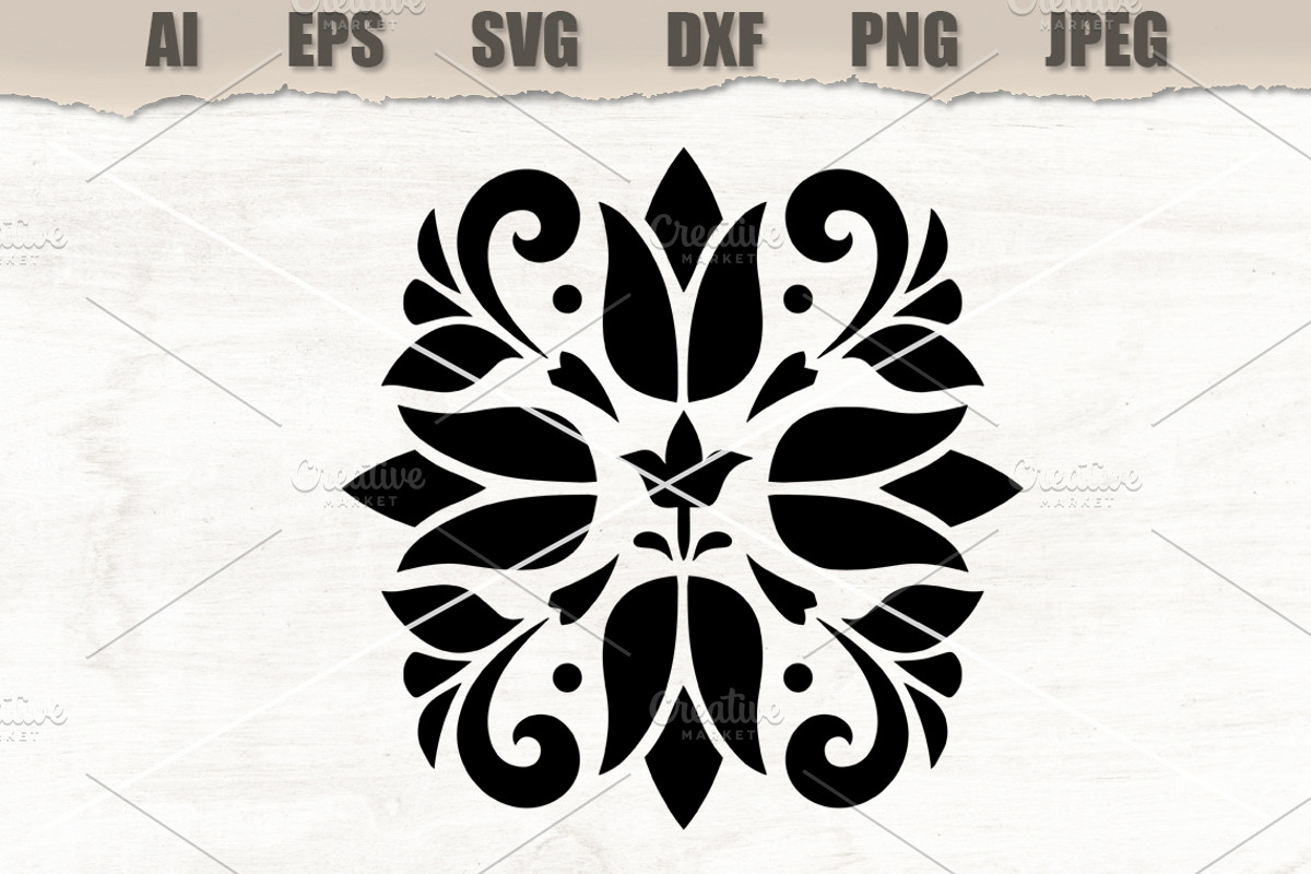 Stencil Floral Mandala Vector Design, a Decorative Illustration by MARYCRAFTIRIA (Photo 1 of 3)
