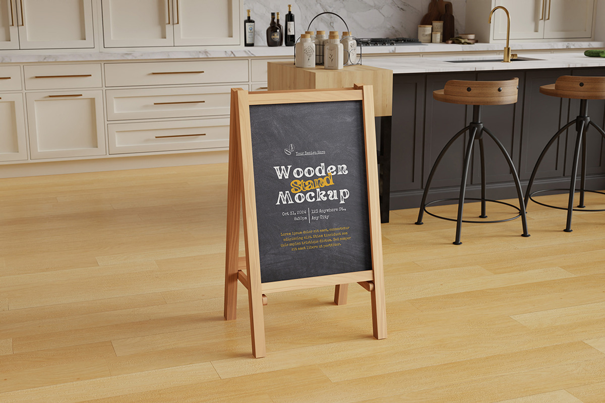 Wooden Stand Board Mockup, an Advertising Mockup by MrLetters (Photo 3 of 5)