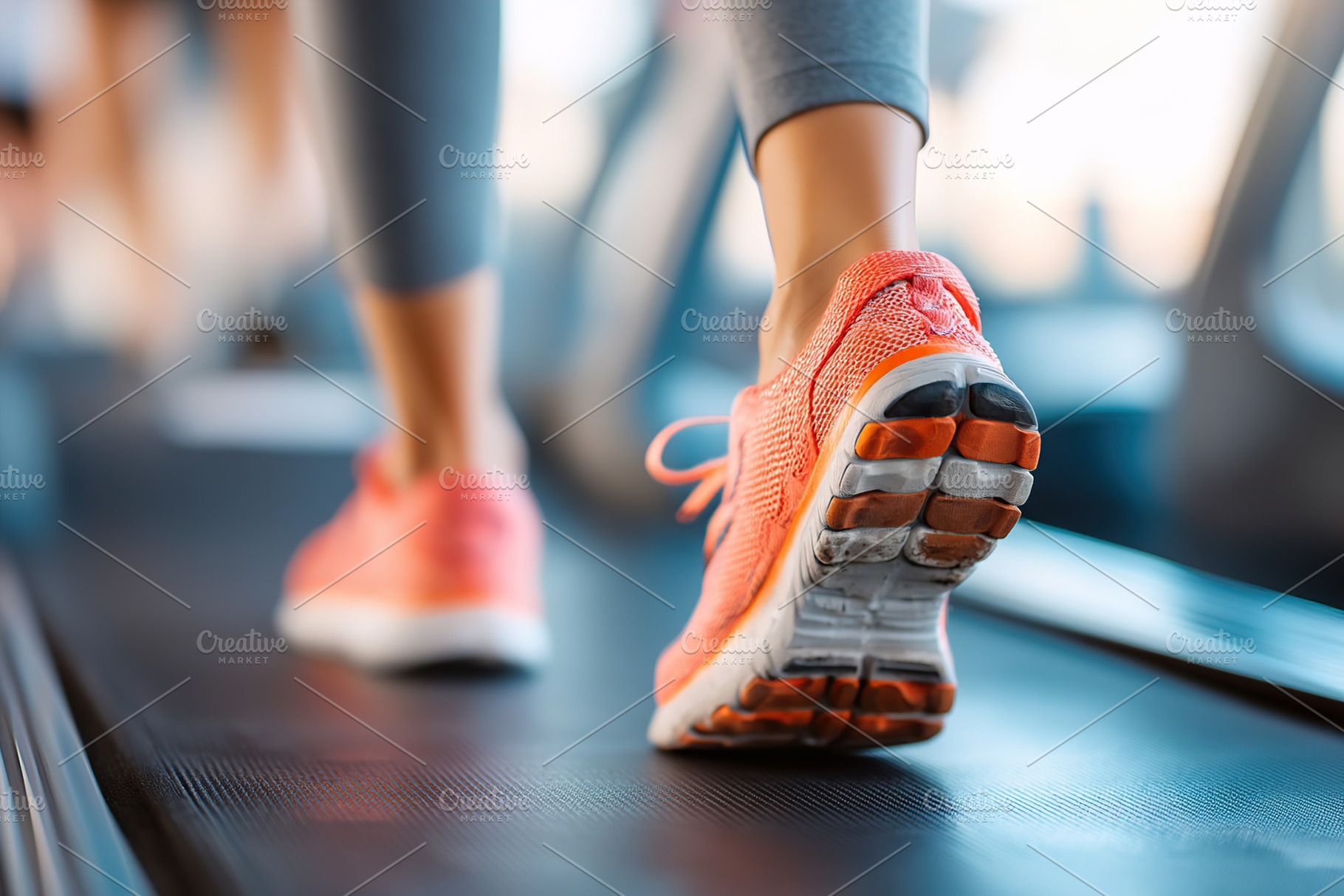 Female legs in running shoes on treadmill during workout session at gym in brig, a Sports & Recreation Photo by AlyaAnd
