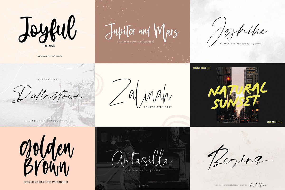 Handwritten Font Bundle Vol 1, a Script Font by etigletters (Photo 4 of 5)