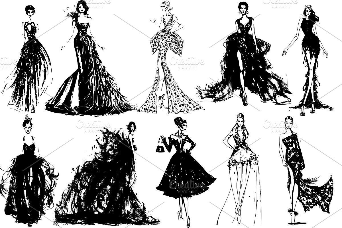 50 beautiful girls in evening dresse, a Decorative Illustration by AnastasiyaOleynik (Photo 7 of 7)